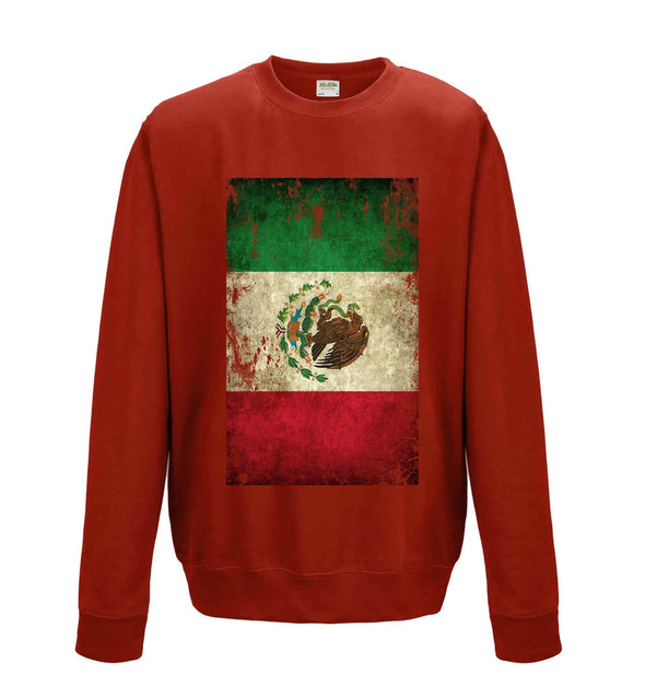 Mexico Distressed Flag Printed Sweatshirt - Mr Wings Emporium 