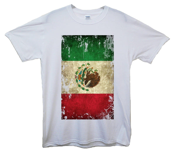 Mexico Distressed Flag Printed T-Shirt - Mr Wings Emporium 