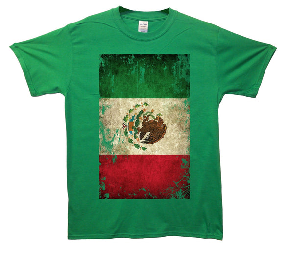 Mexico Distressed Flag Printed T-Shirt - Mr Wings Emporium 