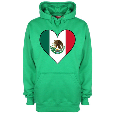 Mexico Flag Heart Printed Hoodie - Mr Wings Emporium 