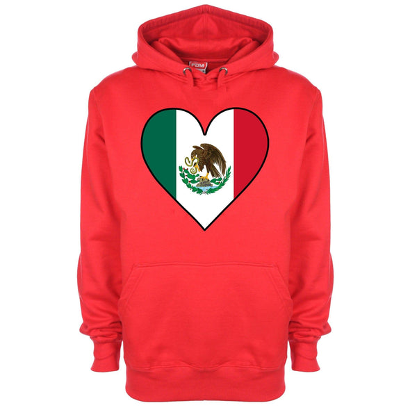 Mexico Flag Heart Printed Hoodie - Mr Wings Emporium 
