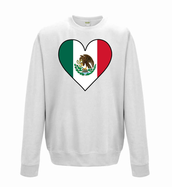 Mexico Flag Heart Printed Sweatshirt - Mr Wings Emporium 