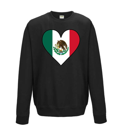 Mexico Flag Heart Printed Sweatshirt - Mr Wings Emporium 