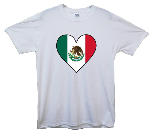 Mexico Flag Heart Printed T-Shirt - Mr Wings Emporium 