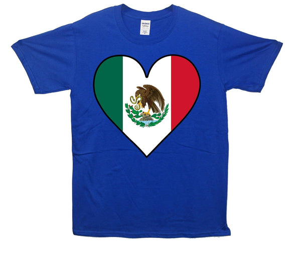 Mexico Flag Heart Printed T-Shirt - Mr Wings Emporium 