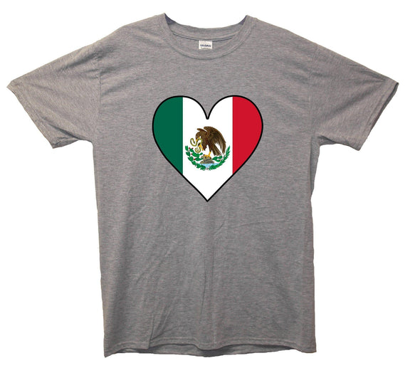 Mexico Flag Heart Printed T-Shirt - Mr Wings Emporium 