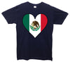 Mexico Flag Heart Printed T-Shirt - Mr Wings Emporium 