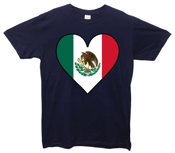 Mexico Flag Heart Printed T-Shirt - Mr Wings Emporium 