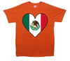 Mexico Flag Heart Printed T-Shirt - Mr Wings Emporium 