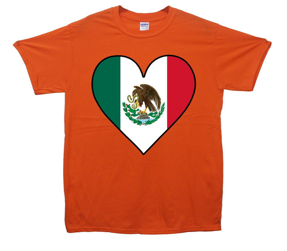 Mexico Flag Heart Printed T-Shirt - Mr Wings Emporium 