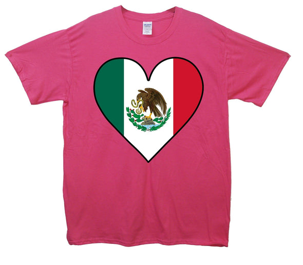 Mexico Flag Heart Printed T-Shirt - Mr Wings Emporium 