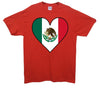 Mexico Flag Heart Printed T-Shirt - Mr Wings Emporium 