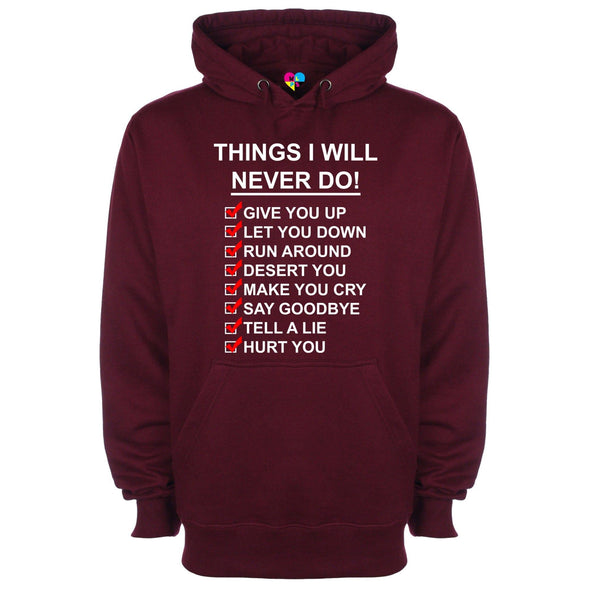 Never Gonna Give You Up Printed Hoodie - Mr Wings Emporium 