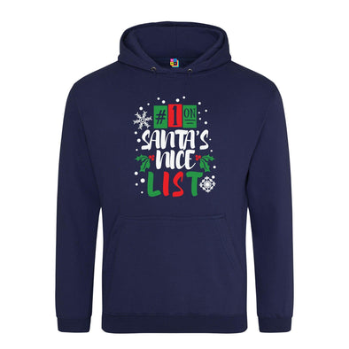 Number 1 On Santa's Nice List Printed Hoodie - Mr Wings Emporium 