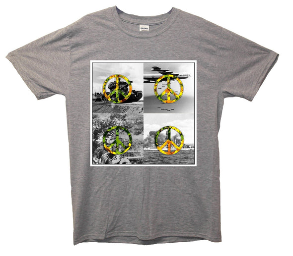Peace Over War Scenes Printed T-Shirt - Mr Wings Emporium 