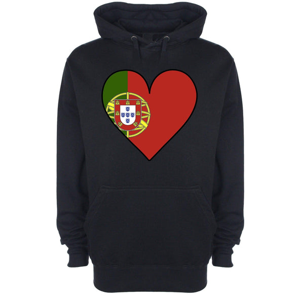 Portugal Flag Heart Printed Hoodie - Mr Wings Emporium 