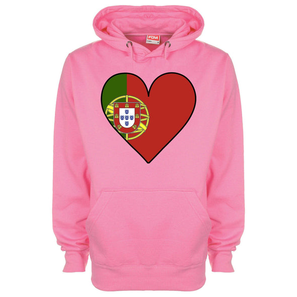 Portugal Flag Heart Printed Hoodie - Mr Wings Emporium 