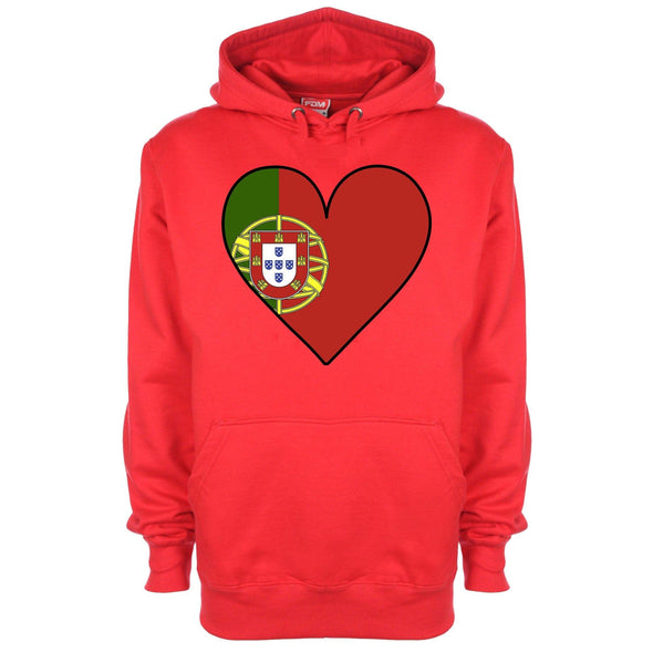 Portugal Flag Heart Printed Hoodie - Mr Wings Emporium 