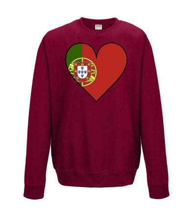 Portugal Flag Heart Printed Sweatshirt - Mr Wings Emporium 