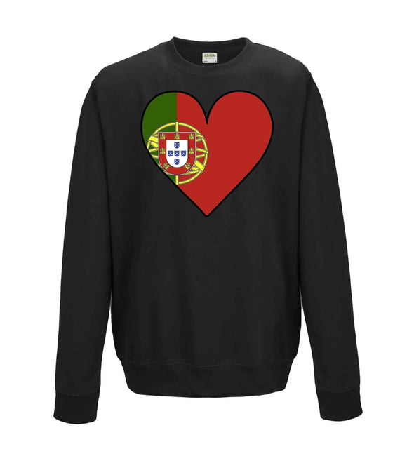 Portugal Flag Heart Printed Sweatshirt - Mr Wings Emporium 