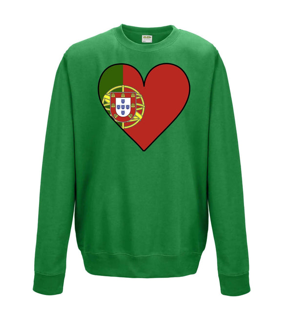 Portugal Flag Heart Printed Sweatshirt - Mr Wings Emporium 