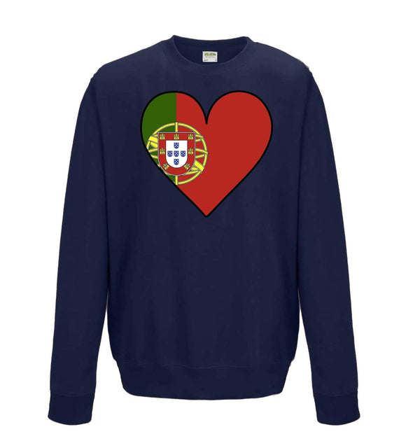 Portugal Flag Heart Printed Sweatshirt - Mr Wings Emporium 