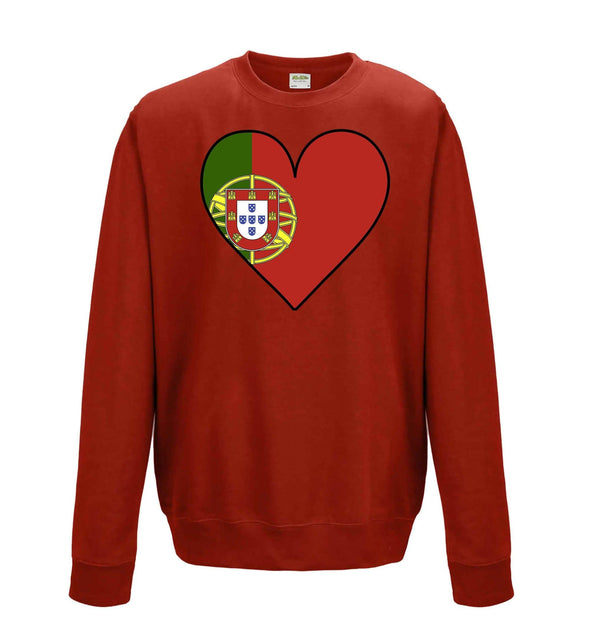 Portugal Flag Heart Printed Sweatshirt - Mr Wings Emporium 