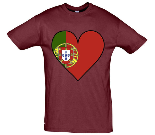 Portugal Flag Heart Printed T-Shirt - Mr Wings Emporium 