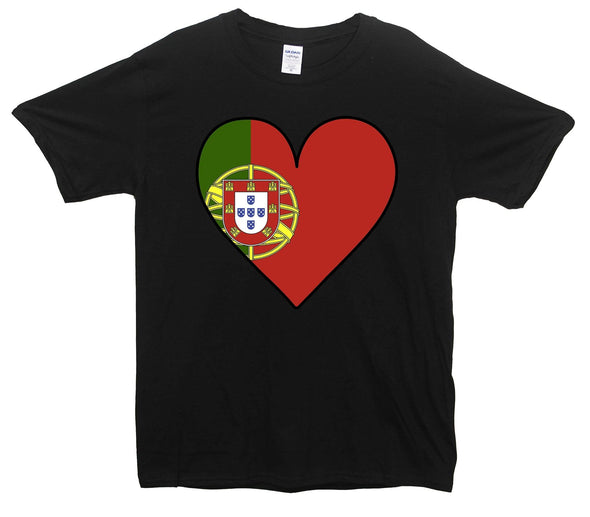 Portugal Flag Heart Printed T-Shirt - Mr Wings Emporium 