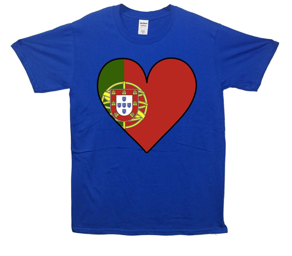 Portugal Flag Heart Printed T-Shirt - Mr Wings Emporium 