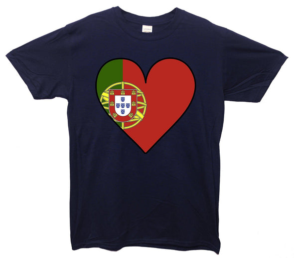 Portugal Flag Heart Printed T-Shirt - Mr Wings Emporium 