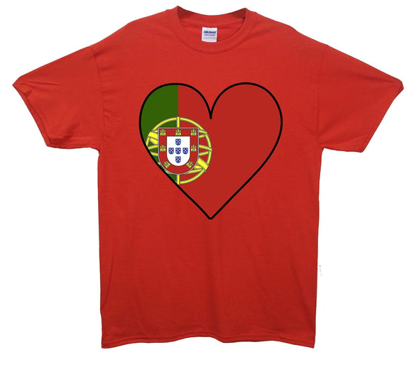 Portugal Flag Heart Printed T-Shirt - Mr Wings Emporium 