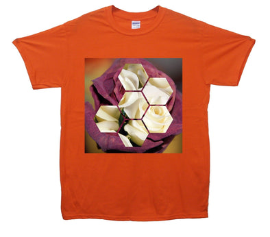 Red White Rose Hexagon Printed T-Shirt - Mr Wings Emporium 