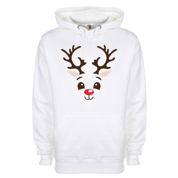 Reindeer Face Printed Hoodie - Mr Wings Emporium 