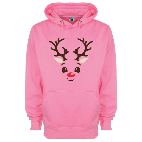 Reindeer Face Printed Hoodie - Mr Wings Emporium 