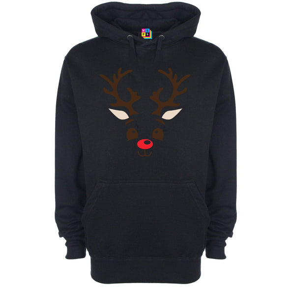 Reindeer Face Printed Hoodie - Mr Wings Emporium 