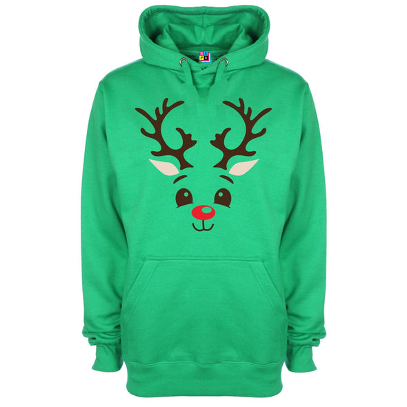 Reindeer Face Printed Hoodie - Mr Wings Emporium 