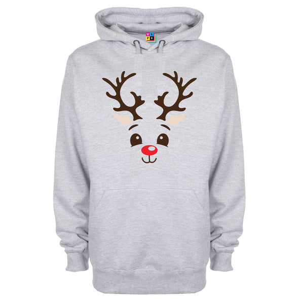 Reindeer Face Printed Hoodie - Mr Wings Emporium 
