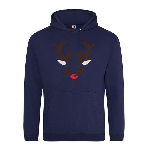 Reindeer Face Printed Hoodie - Mr Wings Emporium 