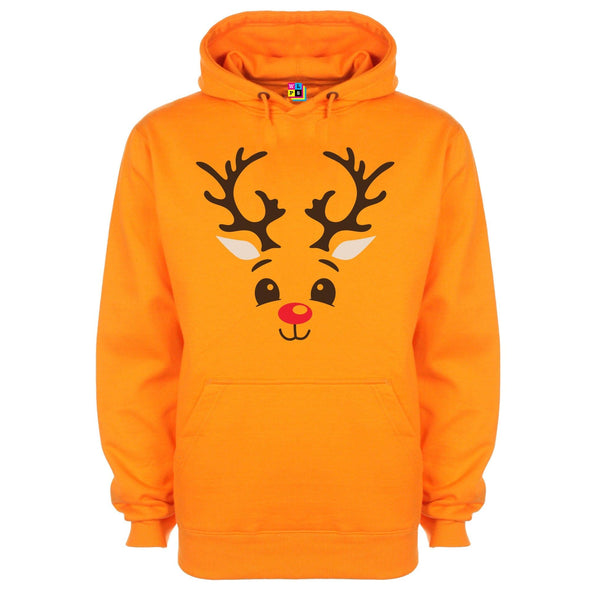 Reindeer Face Printed Hoodie - Mr Wings Emporium 
