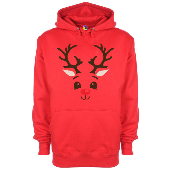 Reindeer Face Printed Hoodie - Mr Wings Emporium 