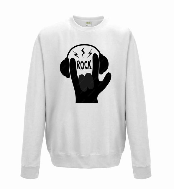 Rock Hand Symbol Printed Sweatshirt - Mr Wings Emporium 