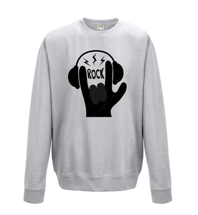 Rock Hand Symbol Printed Sweatshirt - Mr Wings Emporium 