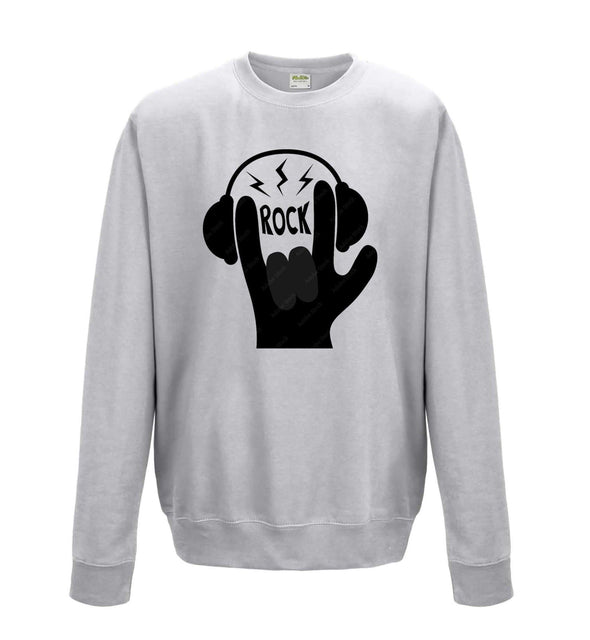 Rock Hand Symbol Printed Sweatshirt - Mr Wings Emporium 