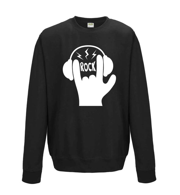 Rock Hand Symbol Printed Sweatshirt - Mr Wings Emporium 