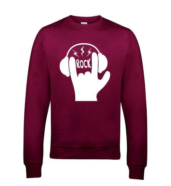 Rock Hand Symbol Printed Sweatshirt - Mr Wings Emporium 