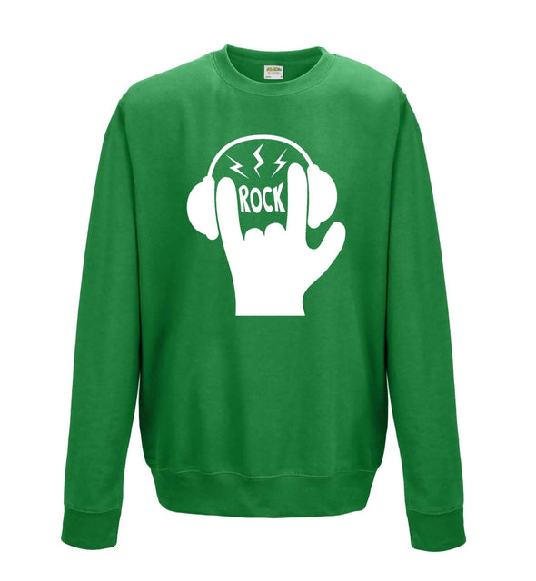Rock Hand Symbol Printed Sweatshirt - Mr Wings Emporium 