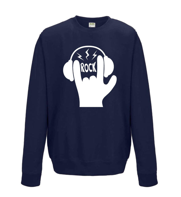 Rock Hand Symbol Printed Sweatshirt - Mr Wings Emporium 