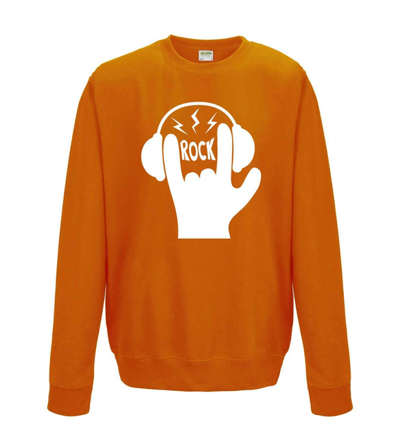 Rock Hand Symbol Printed Sweatshirt - Mr Wings Emporium 