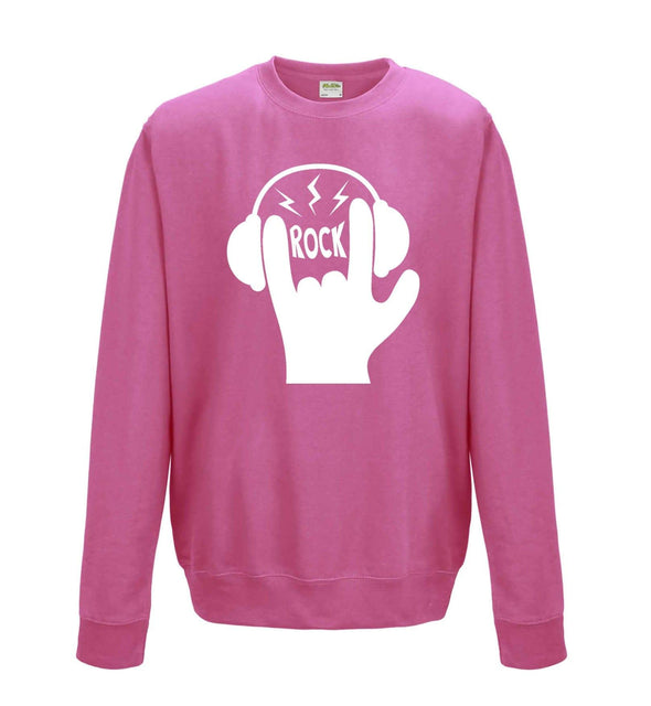 Rock Hand Symbol Printed Sweatshirt - Mr Wings Emporium 